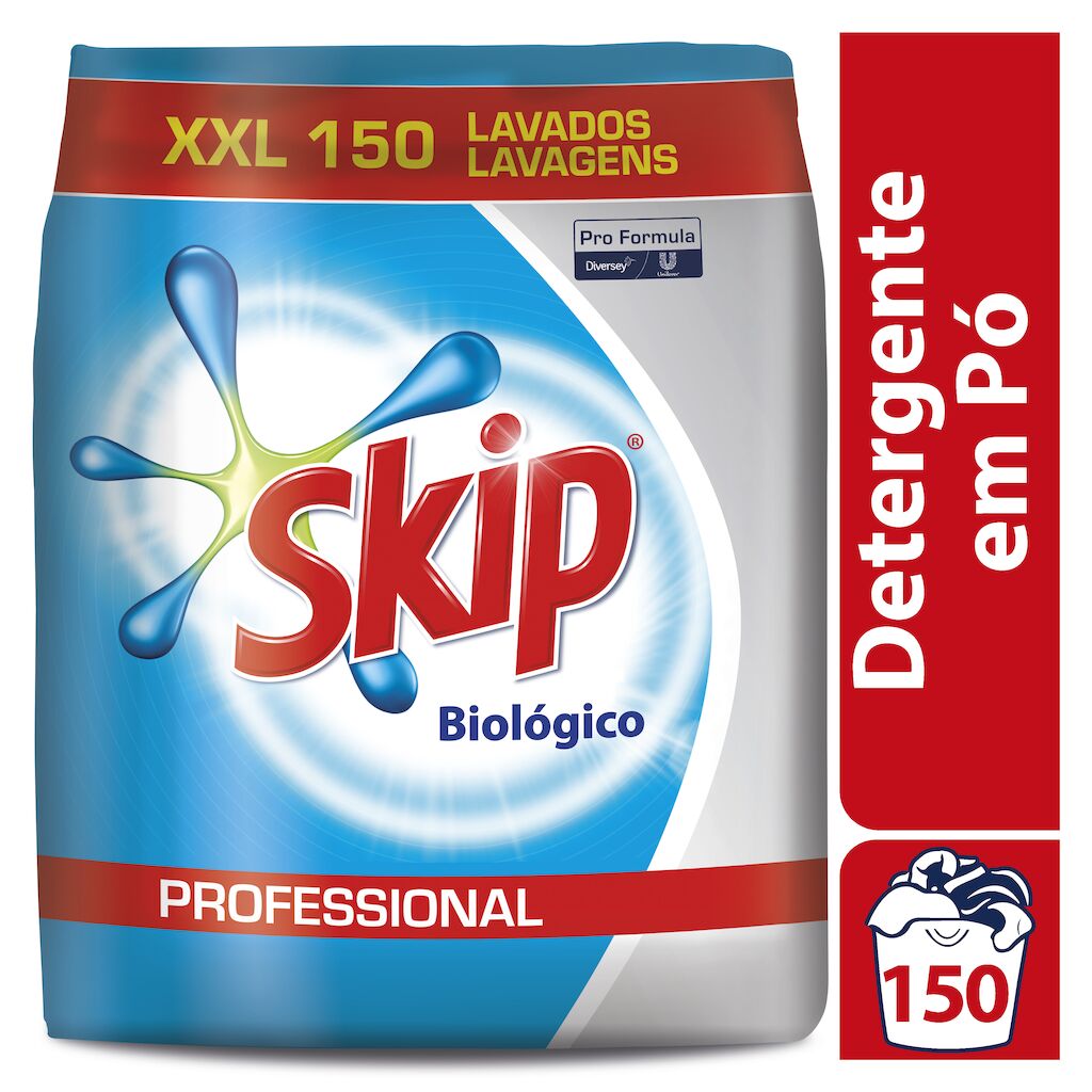 Skip Pro Formula Biológico 150 doses 14.25kg - Detergente em pó, completo, para a lavagem da roupa